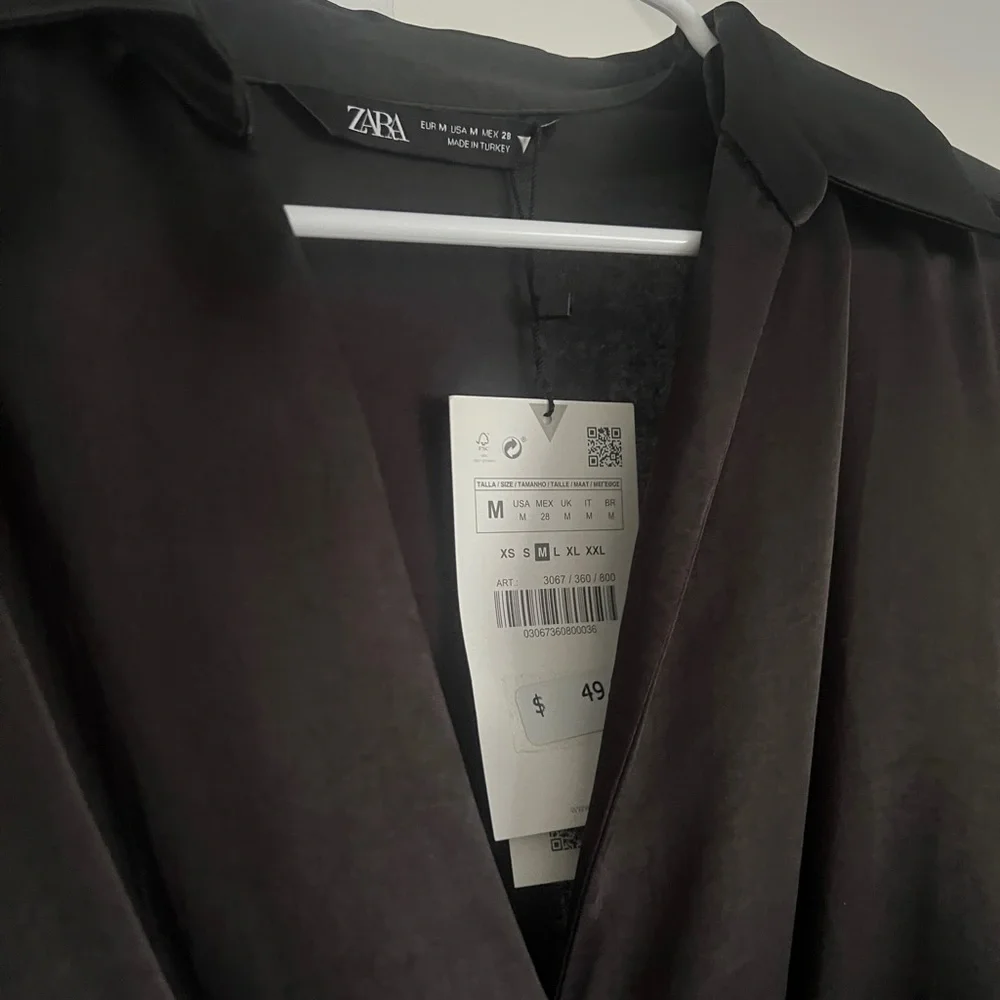 ZARA Black Elegant Satin Midi Dress - Picture 2 of 5